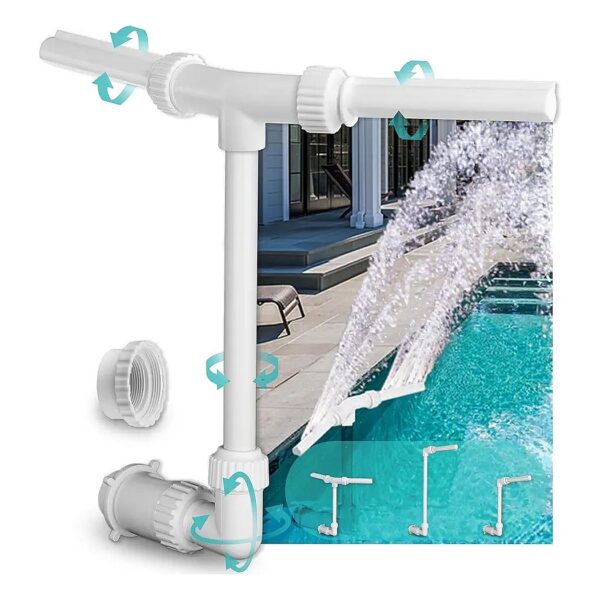 Fully Adjustable Dual Jet Pool Fountain for Inground Ponds and Pools with Cooling Effect