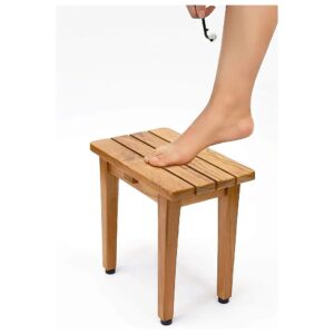 Fully Assembled Solid Teak Side Table Foot Rest for Shower Bath Spa