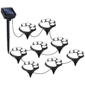 Fun and Colorful Cool White Paw Print Solar Lights for Outdoor Dog Cat Lovers