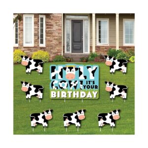 Funny Birthday Prank Yard Signs with Cow Shapes and Stakes