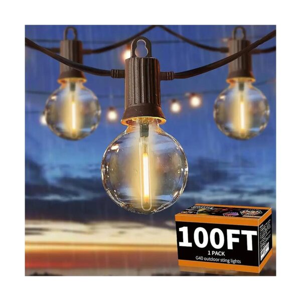 G40 Globe LED String Lights for Outdoor Use with Shatterproof Bulbs and Spare