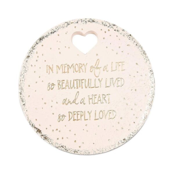 Garden Memorial Stone 10 Inch Round Beige In Memory of a Beautiful Life