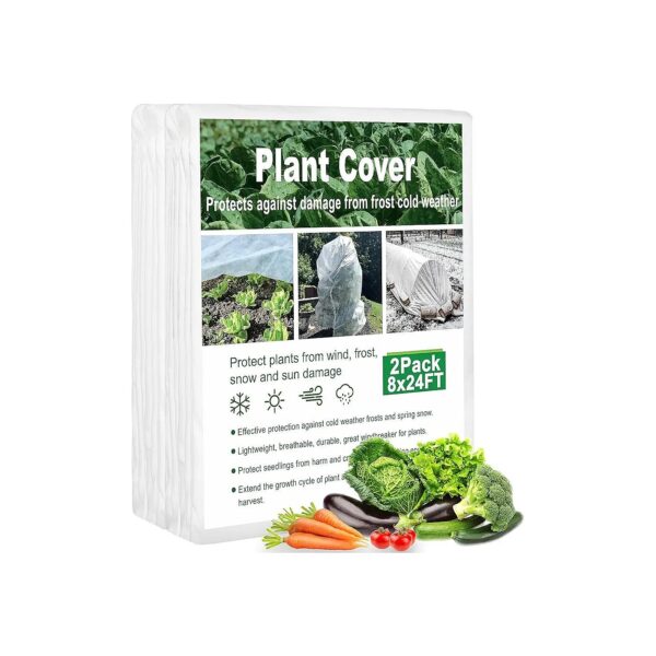 Garden Plant Covers Freeze Protection 2Pack 8X24FT for Raised Beds and Vegetables