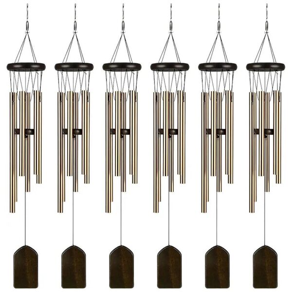 Garden Wind Chimes with 6 Aluminum Tubes for Soothing Melody and Rustic Style