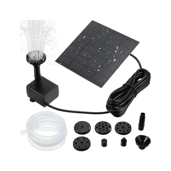 Garden and Pond Solar Powered Fountain Pump with 6 Nozzles and Tubing