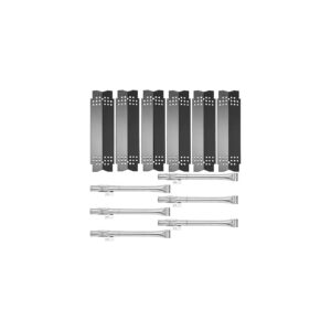 Gas Grill Replacement Kit, Porcelain Enamel Heat Plates and Tube Burner, 4 Pack