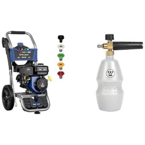 Gas Powered Pressure Washer Bundle with Foam Cannon Attachment for Tough Cleaning Jobs