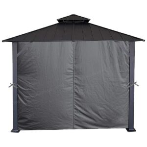 Gazebo 10ft x 10ft Four-Side Privacy Curtain Set in Charcoal Polyester