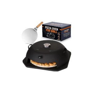 Geras Pizza Oven for Outdoor Grill Cooking with Ceramic Stone and Pizza Peel Kit