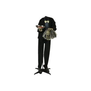 Giant Animatronic Headless Zombie Butler Holding Tray for Halloween Decoration