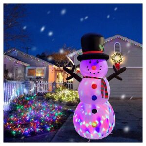 Giant Christmas Inflatable Snowman with Magic Hat and Changing Color Lights