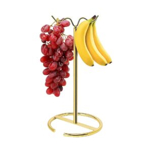 Gold Standing Banana Holder with Sturdy Hooks for Fresh Fruit Storage