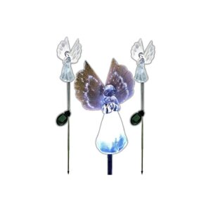 Gorgeous Frosty Solar Angel Lights Garden Stakes with Fibre Optic Wings