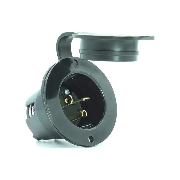 Grade 2500 Watt Flanged Inlet Plug with 3-Wire NEMA 5-20P Connector