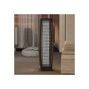 Grand Fuji Solar-Powered Outdoor Wicker Floor Lamp for Garden or Porch