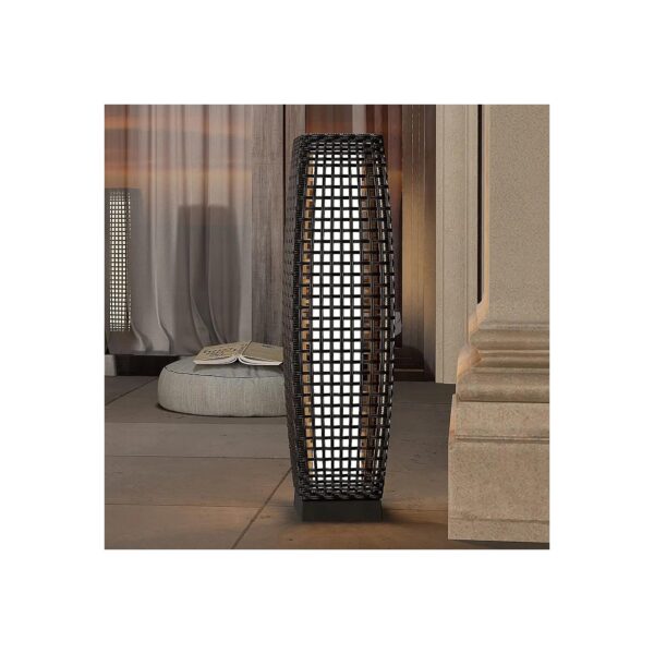 Grand Fuji Solar-Powered Outdoor Wicker Floor Lamp for Garden or Porch