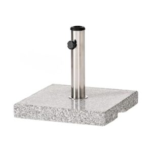 Granite Square Outdoor Umbrella Stand with Compact 75 Inch Depth Gray Silver