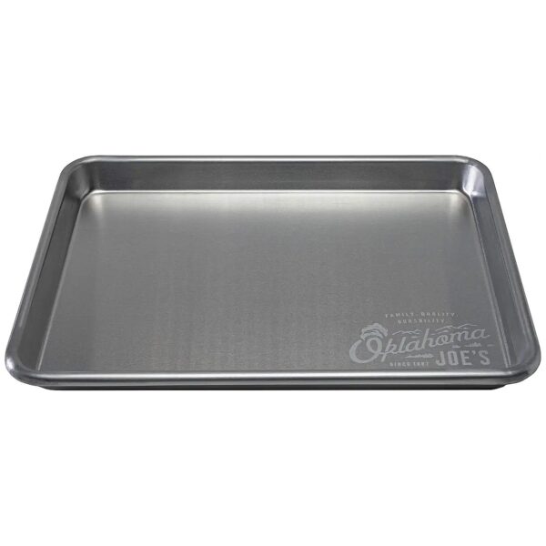 Gray Aluminum BBQ Serving Tray with Tapered Sides for Easy Storage