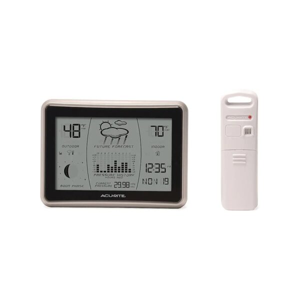 Gray Weather Forecast Station with Silver Bezel and LCD Display