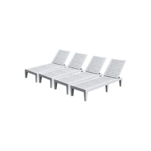 Grayish-White Patio Chaise Lounge Set for Backyard and Pool