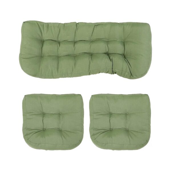 Green 300D Olefin Tufted Indoor Outdoor Settee Cushion Set with Polyester Fill