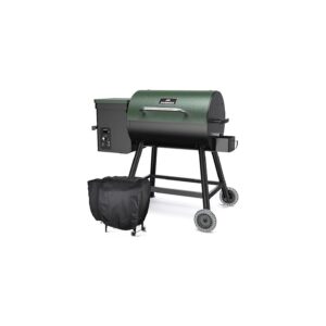 Green 8-in-1 Wood Pellet Grill with 180-450F Temperature Range and Rain Cover