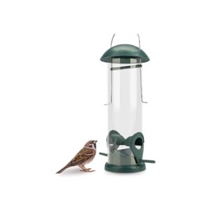 Green Seed Bird Feeder with 2 Perches for Wild Birds Seed Dispenser