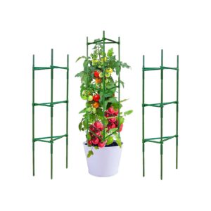 Green Tomato Cage with 20 Twist Ties and Strong Durable Stakes