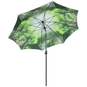 Green Tropical Leaf 9-Foot Inside Out Patio Umbrella with Aluminum Pole