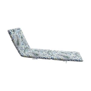 Green and Blue Paisley Patterned Outdoor Chaise Lounge Cushion for Furniture