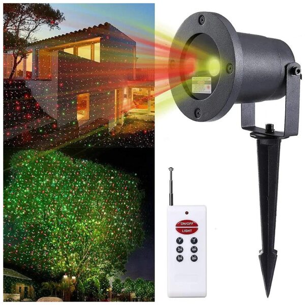 Green and Red Round LED Laser Landscape Projector Light with Remote Control