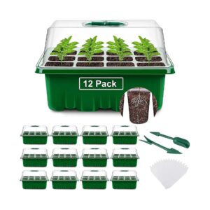 Greenhouse Seed Starting Kit with Clear Lids and 144 Cells for Small Seeds and Plants