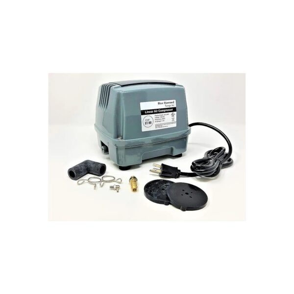 Grey Aluminum Diaphragm Septic Air Pump with Free Additional Air Filter Replacement