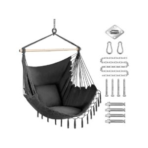 Grey Hammock Chair with Hanging Hardware Kit and Carry Bag