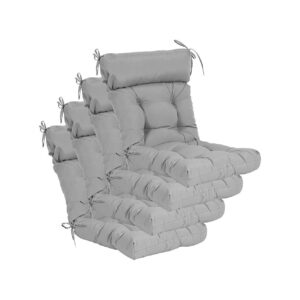 Grey High Back Tufted Indoor Outdoor Replacement Chair Cushions