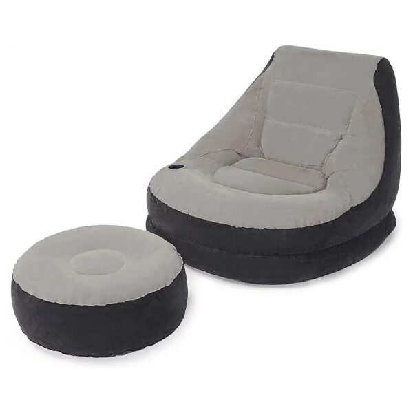 Grey Inflatable Ottoman Chair for Comfortable Seating and Relaxation