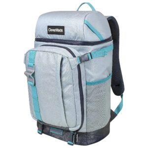 Grey Insulated Backpack Cooler with Water Bottle Pockets and Compartments