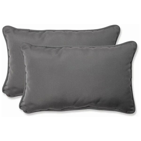 Grey Lumbar Pillows with Ultra-Durable Fabric and Polyester Fill for Outdoor and Indoor