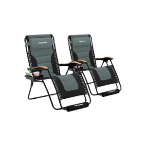 Grey Oversized Zero Gravity Lounge Chair Set for 400LBS with Cup Holder and Footrest