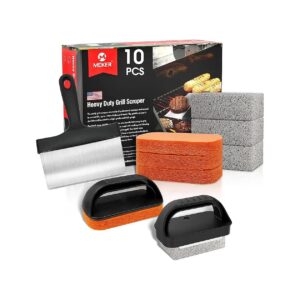 Griddle Cleaning Kit for Flat Top Grill Pads and Scouring Stone with Scraper and Brush