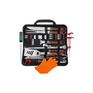 Grill Master Kit for Outdoor BBQ and Camping with Durable Tools and Carrying Bag