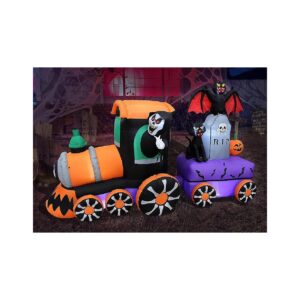 Guatemalan Train Halloween Inflatable with Grim Reaper, Bat, Cat, Pumpkin and LED Lights