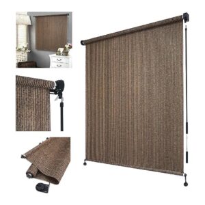 HTTMT Design Outdoor Roller Shade Blind with Mocha Color for Cooling and Comfort