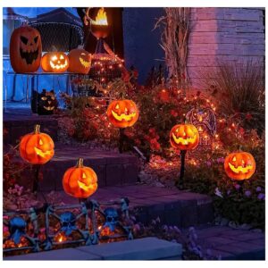 Halloween Decoration Orange Pumpkin Pathway Solar Lights Walkway Lights for Outside