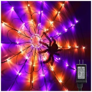 Halloween Decorations Orange Purple LED Spider Web Lights with 84 LED Lights