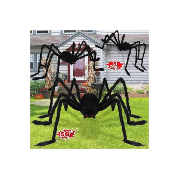 Halloween Giant Black Spider Set for Outdoor, Indoor, and Yard Decoration