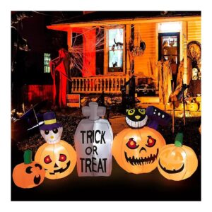 Halloween Inflatable Pumpkin Patch with Built-in LED Lights and Tombstone