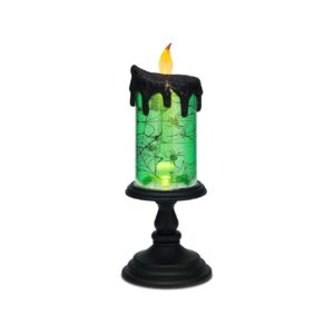 Halloween Lighted Lamp with Battery Operated LED Candles and Water Glitter Swirls