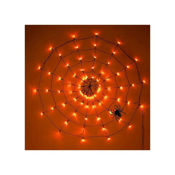 Halloween Party Decorations with 4FT Orange Spider Web Lights and 8 Modes