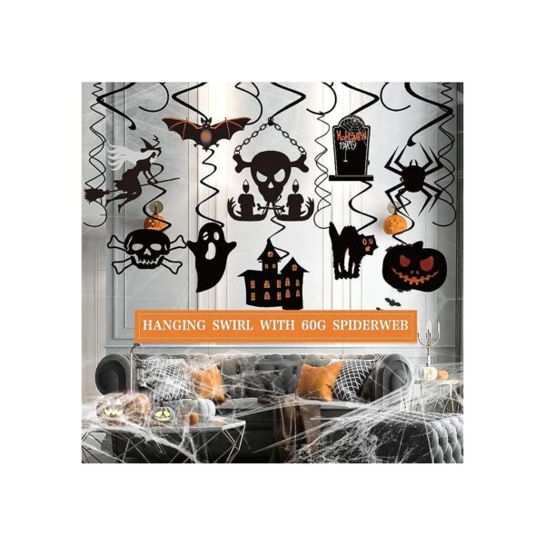 Halloween Party Hanging Decorations with Swirls and Cobweb for Kids and Adults Alike